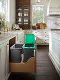 Rev-A-Shelf Double Pullout Trash Can, Min Cabinet Opening 15" W, 35 Qt