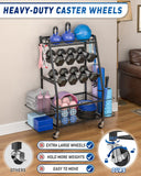 Staransun Staransun Weight Rack for Dumbbells - Dumbbell Rack for Home Gym - Home Gym Storage Rack with 4 Flexible Wheels - Weight Rack for Home Gym with Side Storage and Hooks Staransun