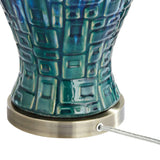 Possini Euro Design Temple Jar 27" Tall Modern Asian Table Lamps Set of 2 Blue-Green Teal Ceramic Living Room Bedroom Bedside Nightstand House Office Home Reading White Shade (Colors May Vary)
