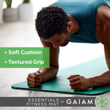 Gaiam Essentials Thick Yoga Mat Fitness & Exercise Mat with Easy-Cinch Carrier Strap, Purple, 72"L X 24"W X 2/5 Inch Thick, 10mm Gaiam