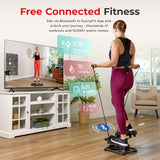Sunny Health & Fitness Total Body Smart 2-in-1 Stepper Machine, Total Body Workout, Adjustable Hydraulic, LCD Monitor, Resistance Bands, Non-Slip Pedals with Smart SunnyFit App - SF-S0978Smart