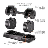 FLYBIRD Adjustable Dumbbell Set of 2, 5-IN-1 Fast Adjustable Weights Dumbbell Set for Home Gym Exercise & Fitness, Fast Change Weights with Anti-Slip Handle, Multiweight Options for Full Body Workout Suitable Men/Women(55LBx2)