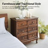HULALA HOME 3-Drawer Nightstand with Charging Station, Drawer Organizer with Wood Legs, Farmhouse Solid Wood Nightstand Set of 2(Walnut)