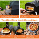Pizza Oven Outdoor 12" Portable Pellet Pizza Stove Wood Fired Stainless Steel Pizza Maker for Backyard or Outside Camping With