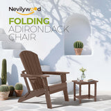 nevilywood Folding Adirondack Chairs Set of 4, HDPE Cup Holders, Coffee