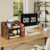 CHOEZON Wooden Desk Organizer with Adjustable Partitions, Rustic Brown