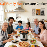Simple Deluxe 8QT Electric Pressure Cooker, 16-in-1 & Non-Stick Stainless Steel Multi Cooker with 12 Presets for Slow Cook, Meat Stew, Steam, Sauté, Canning, Yogurt Maker, Dishwasher Safe, Silver