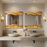 Olive Wood Mirror - Handmade Live Edge Solid Wood Wall Decor for Rustic Bathroom, Entryway or Bedroom - Unique Natural Grain Artisan Mirror - Square 24x24