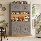 HOSTACK 75" Tall Kitchen Pantry Storage Cabinet, 45" W Hutch Cabinet, Grey