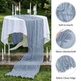 10 Pack Dusty Blue 17 x 108 Inch Cheesecloth Table Runner - Boho Gauze Sheer Fabric for Wedding Baby Shower Party Home Decor