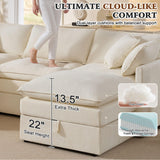 Ihanherry 103" Modular Sectional Sofa with Storage, L Shaped Cloud Couch with Movable Ottomans & 4 Pillows