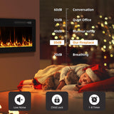 Eueiriup 2025Newly Upgraged 72 inch Ultra Thin Electric Fireplace Inserts and Wall Mounted with Remote Control & Touch Screen 1500W Fireplace Heater with Timer