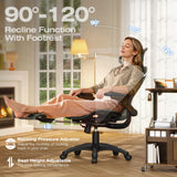 ELABEST X100 Ergonomic Mesh Office Chair with Footrest, Big and Tall Home Desk Chair with 5D Flip-Up Arms, Adjustable 3D Lumbar Support, Gaming & Executive Computer Chair (Forest Ranger)