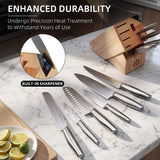KnifeSaga Knife Set, Premium Knife Block Set for Kitchen 14 Pcs UltraSharp Japanese High Carbon Stainless Steel with Built-in Sharpener