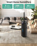 AERZY 5Gal Humidifiers for Bedroom Large Room up to 2800ft², APP/Remote Control, 60H Supersized Cool Mist Humidifier with Auto 180°Mist Tube, 24H Timer, Top Fill Humidifiers for Home Office Plants