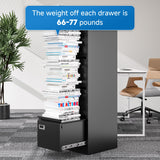 BYNSOE 4 Drawer File Cabinet with Lock Metal Vertical File Cabinet Office Home Vertical File Cabinet for A4 Legal/Letter Size Narrow File Cabinet Locked,Assembly Required