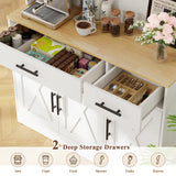 Vongrasig Kitchen Pantry with Charging Station, Tall Farmhouse Pantry Cabinet with Microwave Stand, Storage Drawers & Shelves, Large Kitchen Hutch for Living Room, Dining Room, White