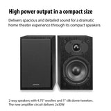 Denon D-M41 Home Theater Mini Amplifier and Bookshelf Speaker Pair - Compact HiFi CD Stereo System with Speakers, FM/AM Tuner, Wireless Bluetooth Amplifier | Perfect for Small Rooms and Home Cinema