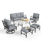 MIXPATIO 6-Piece Patio Conversation Set, Swivel Chairs, Coffee Table, Grey
