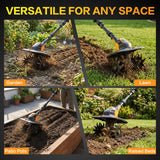 Battery Operated Cordless Tiller for Gardening with 4.0Ah Battery & Charger - Up to 60 Minutes Runtime, 9in Tilling Width & 7in Depth, Lightweight Small Powered Rototiller for Patio Pots, Raised Beds