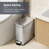 Sineng 1.6 Gallon Stainless Steel Slim Rectangular Pedal Trash Can with Soft Close Lid