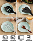 KITCHENLESTAR Ceramic Spoon Rest for Stove Top, 6.1 x 5 Inch Large Spoon Holder for Cooking Utensils, Spatula & Coffee Spoons, Farmhouse Kitchen Décor(Azure 1pc)