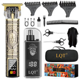 LQT Hair Clippers for Men 2 in 1 Beard and Mustache Trimmer for Men T Liners Zero Gap Trimmers Electric Cordless Nose and Ear Hair Trimmer Grooming Kit with Bag, to Son Husband Father Men's Gifts