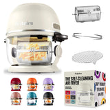 Non Toxic Air Fryer™ - Glass AirFryer 5 Quart w/ 360 Visibility, Self-Cleaning, 400F Vortex Air Fryer for Even Cooking, BPA-Free Teflon Free, 9-in-1 Functions, Rotisserie, Roast, Bake, White