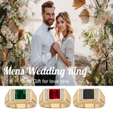 Oseew Created Emerald Ring for Men Sterling Silver/10k 14k 18k solid gold Square Emerald Gemstone Engagement Ring Promise Ring for Him Men’s Fine for Him Husband Anniversary