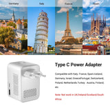SARQW 220V to 110V Voltage Conversion Plug Adapter for Traveling from USA to Europe with 2 USB and 2 USBC Ports PD 20 W, 2 AC Outlets International Power Adapter