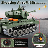 Supdex 1:18 RC Tank That Shoot BBS, 2.4G Metal US M26 Pershing Remote Control Model Toys, Army Tank Toy with Smoke, Lights, Sound and Recoil,Military RC Vehicle for Adults and Kids 6+Year Old