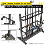 Jorazor 24-Rod Aluminum Fishing Rod/Pole Holder, Rustproof Fishing Rod Rack with 360° Lockable Wheels, Multi-Functional Storage Organizer for Garage & Home, Fits Most Rods & Golf Clubs (Gray)