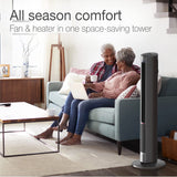 Oscillating All Season Tower Fan and Space Heater in One for Home with Adjustable Thermostat, Tip-Over Switch Lasko