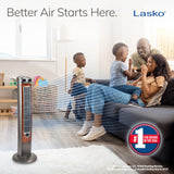 Lasko Oscillating Tower Fan with Remote, Quiet Floor Fans for Bedroom, 42", Woodgrain and Grey, T42954