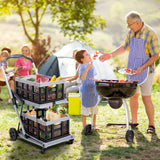 Collapsible Shopping Cart on Wheels, Folding Shopping Cart with 360° Swivel Wheels, Multi Use Utility Cart