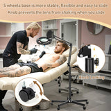 HITTI 10X Magnifier Esthetician Light, 2200 Lumens, Stepless Dimmable, 5 Wheel Rolling Base, LED Lighted Mag Lamp for Lash & Facials, Tattoo, Nail, Crafts, Sewing- Black