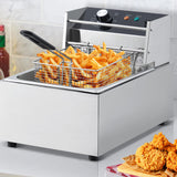 Electric Deep Fryer Stainless Steel with Basket and Lid - 6.34 QT/6 L Capacity, 1800 Watts, 120V Countertop Fryer for Home Kitchen and Restaurant