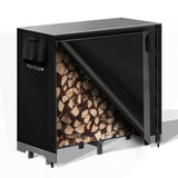 Mars Explo 4ft Firewood Log Rack with Cover Outdoor, Heavy Duty Indoor Outdoor Firewood Storage Log Rack with Cover Combo Set Black