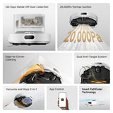 DREAME D20 Air Plus Robot Vac and Mop Combo with 20,000Pa Suction, Anti-Tangling Tech, Auto-Emptying Dock, Deep Carpet Cleaning and Smart Navigation White