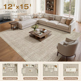 Nakagishi Neutral 12x15 Area Rugs for Living Room Washable, Brown