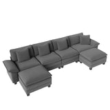 PHI VILLA Oversized 6-Seat U Shaped Modular Cloud Couch Sectional Sofa