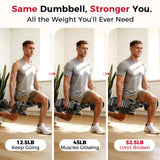 FEIERDUN DB1 QuickDial Adjustable Dumbbell Set, 15-in-1 5-52.5 Lbs Each with Storage Box & App, 1-Second Quick Change for Drop Set, Superset & HIIT Home Gym, Non-Slip Handles, 3-year Aftersale Service