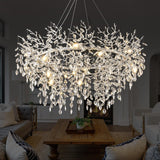 kvtinmty 16-Light Modern Living Room Crystal Chandeliers,48" Round Silver Tree Branche Chandelier,Silver K9 Crystal Chandeliers for Dining Room,High Ceiling,Entryway、Foyer