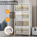 UAMFURI Extra Large Stackable Storage Bins with Lids & Wheels & Door, 640QT-160QT/40GAL*4Pack Foldable Collapsible Closet Organizers, Plastic Containers Drawers for Bedroom Dorm Garage Sturdy MAX