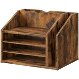 CHOEZON Wooden Desk Organizer with Adjustable Partitions, Rustic Brown