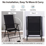MFSTUDIO 9 Piece Outdoor Dining Set w/Metal Table & Folding Chairs, Black