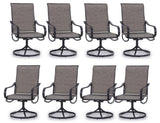 PHI VILLA Swivel Patio Dining Chairs Set of 8, Textilene Mesh Fabric, Brown
