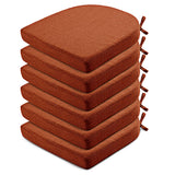 Wellsin Chair Cushions for Dining Chairs 6 Pack - Kitchen Chair Cushions with Ties and Non-Slip Backing