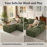 127'' Modular Boneless Couch,U Shaped Sectional Sofa for Living Room-Green