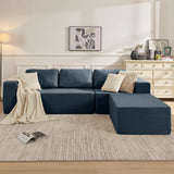 Furnify 106" Modular Sectional Couch Left/Right Facing Convertible, L-Shape Modern Teddy Sofa, Deep Seat Upholstered Foam Couch for Living Room Bedroom, No Assembly Required (Blue, Teddy Boucle)